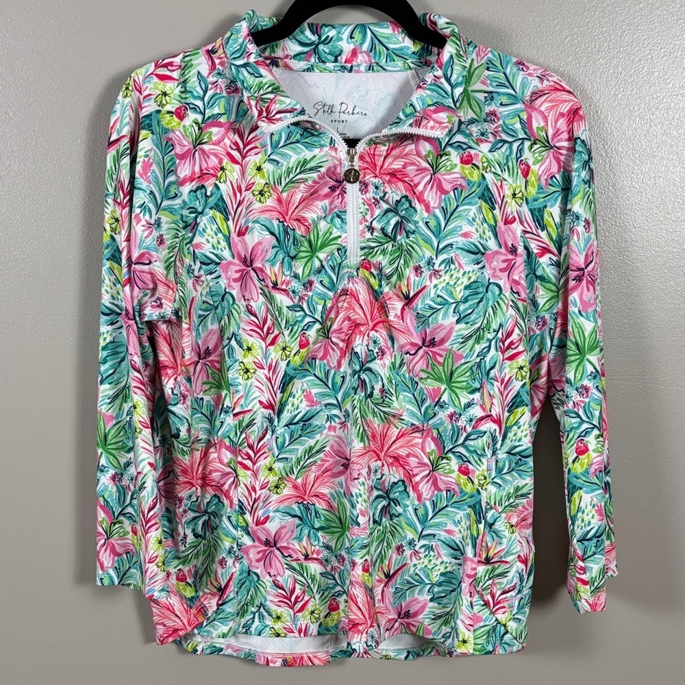 Stella Parker Sport Floral Quarter Zip UPF 50